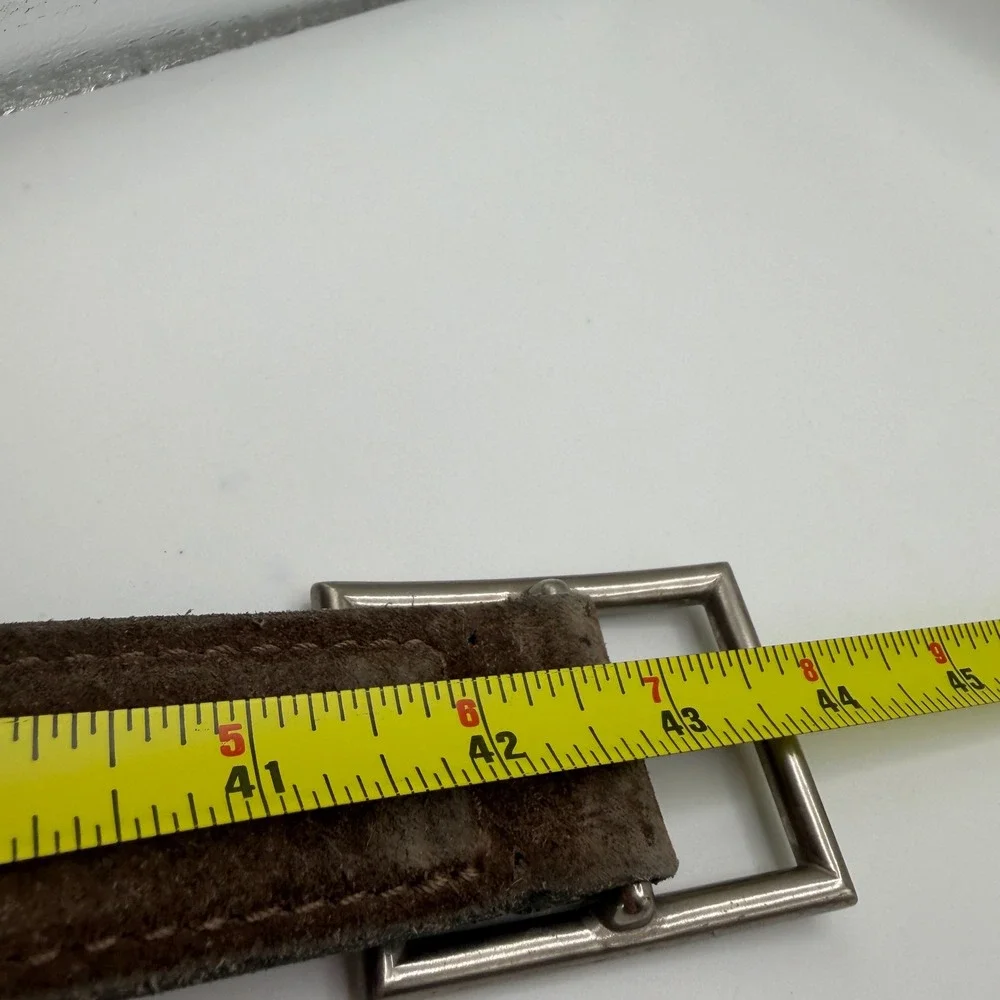 Cole Haan Mens Belt‎ Black Leather Brown Suede Silver Buckle Casual Size 36